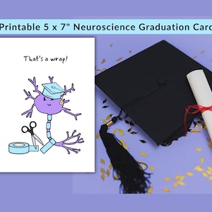 Graduierung Karte mit digitalen Augen, lustige Neuron Karte für College-Abgänger, Glückwunsch zum Abschluss, druckbare PDF-Datei