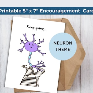 Carte continue pour étudiant en psychologie, message d'encouragement numérique drôle en neurosciences, carte neurone PDF imprimable pour nerd de la science
