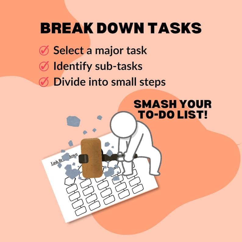 Mind Map Task Breakdown Template Brain Dump Worksheet Printable