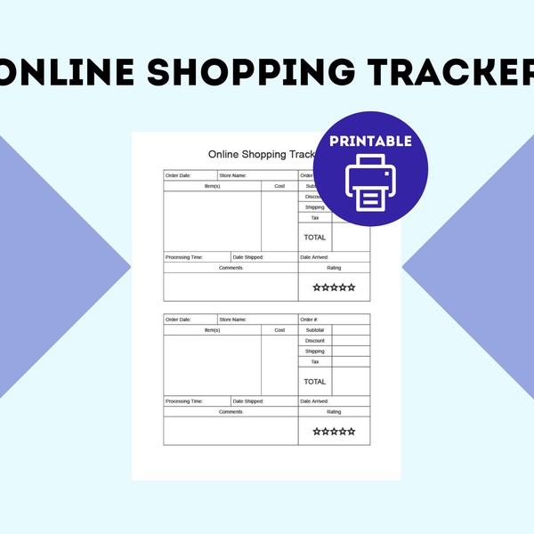 Online shopping tracker, Printable purchase log, Minimalist online order worksheet, Simple budgeting tool, Personal finance PDF template