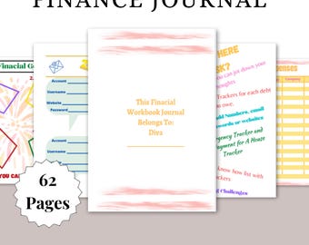 Diario de finanzas imprimible / Planificador de presupuesto mensual, registro de gastos y cuaderno de ahorros / Descarga digital
