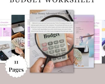 Hoja de presupuesto imprimible / Planificador de presupuesto mensual en PDF / Rastreador de gastos, Organizador de dinero, Hoja de finanzas simple para descargar