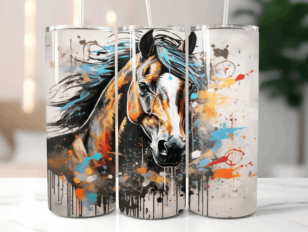 Graffiti Horse Art 20 Oz Skinny Tumbler Template Tumbler Wrap PNG ...
