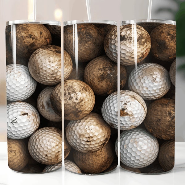 Dirty Golf Balls Art 20 Oz Skinny Tumbler Template Tumbler Wrap PNG Sublimation Design Tumbler Templates Tumbler Wraps PNG Golf Tumbler Gift