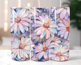 Pastel Daisies Pattern Art Tumbler Designs  20 Oz Skinny Tumbler Template Tumbler Wrap PNG Sublimation Design Wraps Tumbler Gift