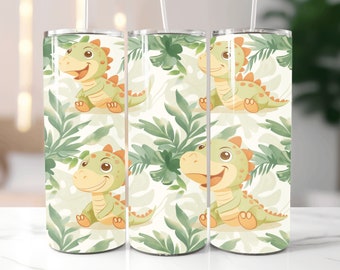 Cute Little Dinosaurs Pattern Art Tumbler Design 20 Oz Skinny Tumbler Template Tumbler Wrap PNG Sublimation Design Tumbler Wraps PNG Tumbler