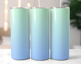 Green Blue Ombre Tumbler Designs  20 Oz Skinny Tumbler Template Tumbler Wrap PNG Sublimation Design Tumbler Wraps PNG Tumbler Gift