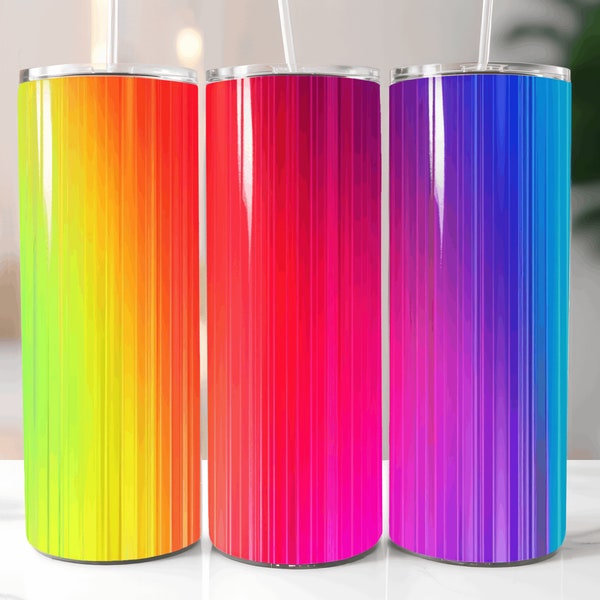 Neon Rainbow Ombre Tumbler Designs  20 Oz Skinny Tumbler Template Tumbler Wrap PNG Sublimation Design Tumbler Wraps PNG Tumbler Gift