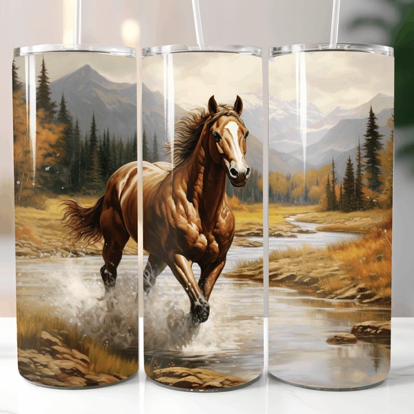 Wild Horse Tumbler Art 20 Oz Skinny Tumbler Template Tumbler Wrap PNG Sublimation Design Tumbler Templates Tumbler Wraps PNG Tumbler Gift