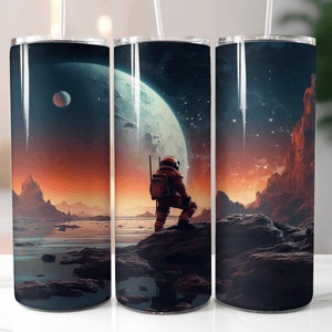Astronaut Lost In Space 20 Oz Skinny Tumbler Template Tumbler Wrap PNG Sublimation Design Tumbler Templates Tumbler Wraps PNG 20oz Designs