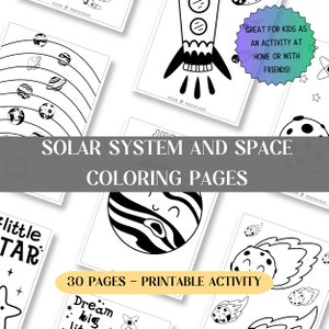Solar system coloring pages | Space coloring pages | Planets, stars, moons, rockets drawings coloring pages for children