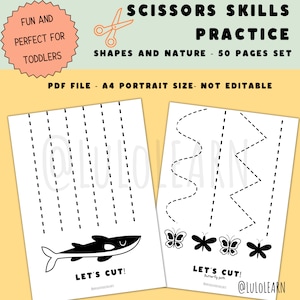 Scissors skills cutting practice, coloring pages activities kids - Fine motor skills development - Preschool Homeschool activity toddlers