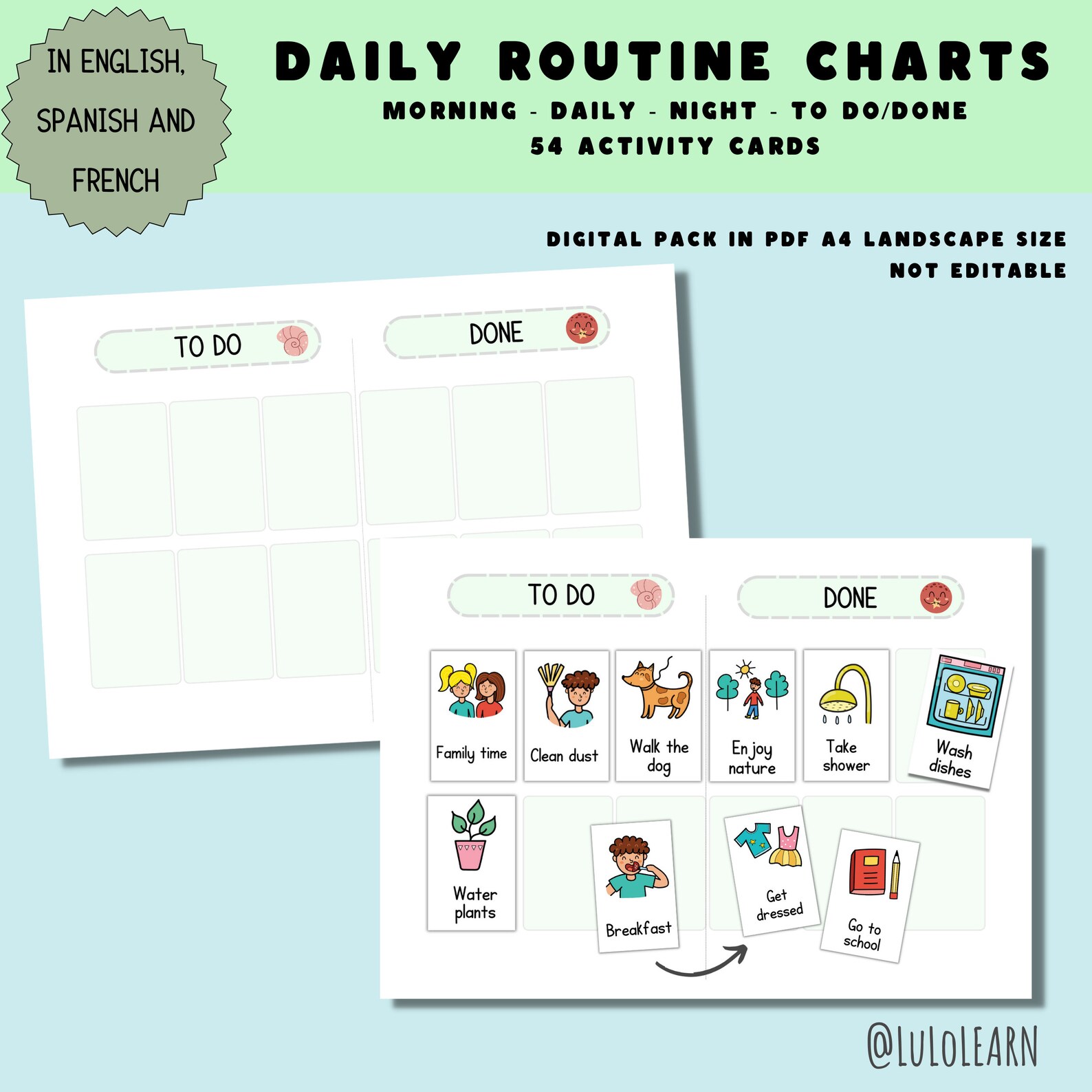 Bundle Kids Daily Routine Charts,routine Flip Chart,interactive Chore ...