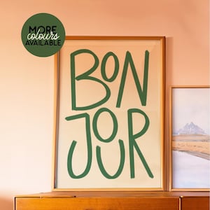 Bonjour Stampa Minimalista Arte Murale Poster Francese Decorazione Ingresso Tipografia Trendy Audace Carino Saluto Arte Cucina Corridoio Camera da Letto Galleria Parete