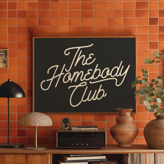 The Homebody Club Print Horizontal Wall Art Trendy Home Decor Landscape Poster Minimalist Art Retro Typography Printable Digital Download