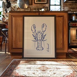 Creative Co-op Framed Canvas Lobster & Painted Frame 