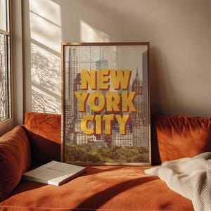New York Retro Travel Poster Vintage Travel Print NYC Printable Artwork New York City Wall Art Nostalgia Room Decor Cool Digital Download