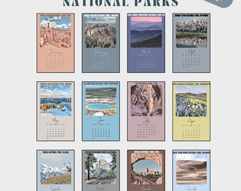 National Parks Easel Calendar | Desk 2024 Calendar | Desk Calendar with Stand | 4" by 6"