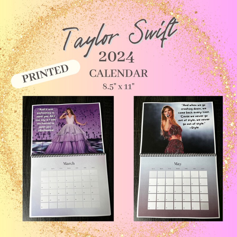 Taylor Swift Eras Tour 2024 Calendar Printed Etsy Australia