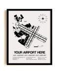 Custom Airport Map, ANY AIRPORT, Customizable Detailed Framed Print, Aviation Decor, Pilot Gift