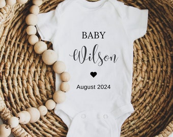 Baby announcement bodysuit | Personalized baby name bodysuit | Pregnancy reveal | Baby bodysuit