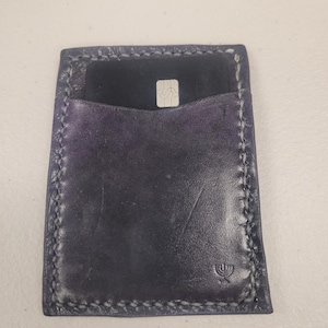 Cartera para tarjetas de cuero de grano superior hecha a mano de lsrealite