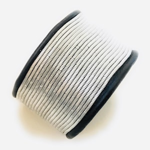 Wide Sami Reindeer Leather Bracelet: Nordic Pewter Cuff, Handmade in Sweden