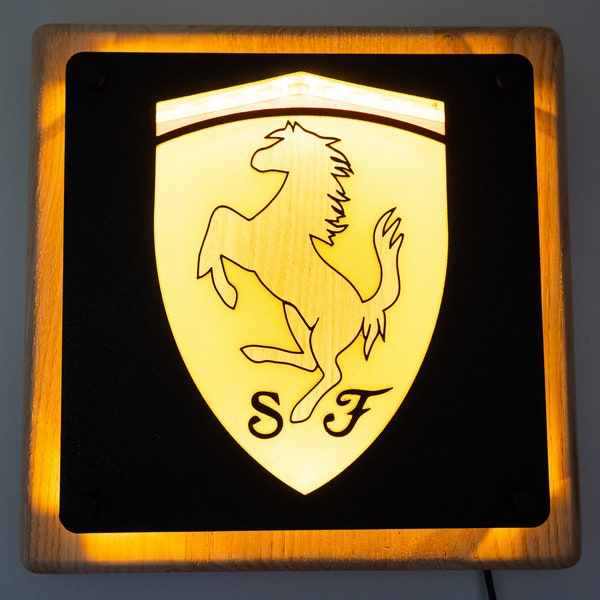Plaque décorative lumineuse Scuderia Ferrari décoration murale cadre lumière lampe déco cadeau