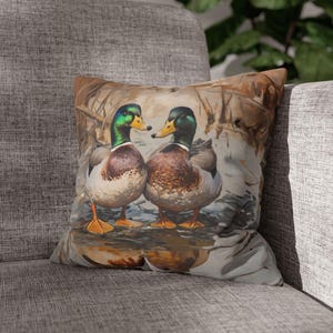 Charming Mallard Duck Throw Pillow Cover - Cozy Home Decor with Nature Inspired Waterfowl Art - Country Accent