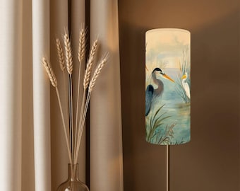 Coastal Heron Floor Lamp, Wetland Bird Nautical Light