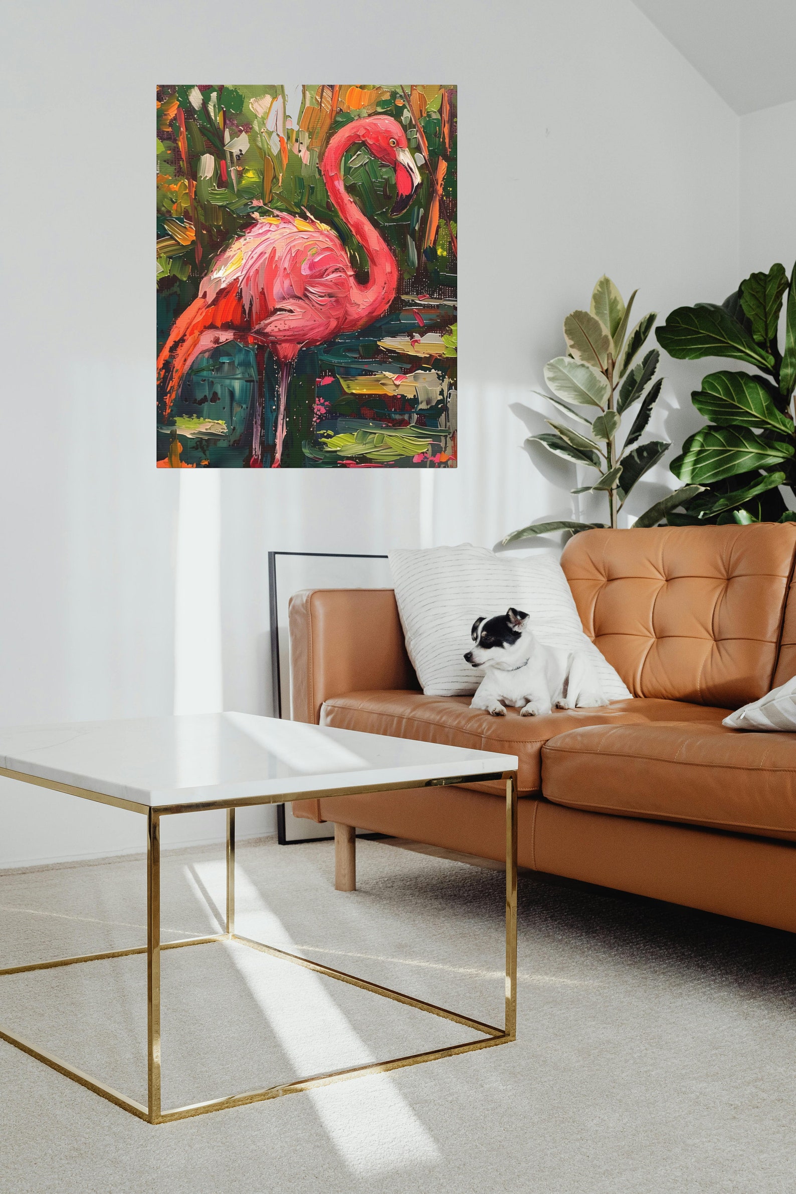 Stretched Canvas Flamingo Print - Vibrant Abstract Flamingo Art ...