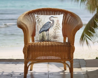 Nature-inspired Great Blue Heron Outdoor Pillow: Stylish Decor for Your Home or Patio