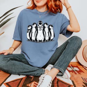 Penguin Graphic Comfort Colors T-Shirt, Adorable Arctic Animal Design, Fun and Casual Tee for Nature and Wildlife Lovers