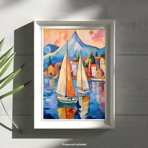 Bunte Segelboote Segeln Home: Fauvist Inspiriertes Kunstwerk
