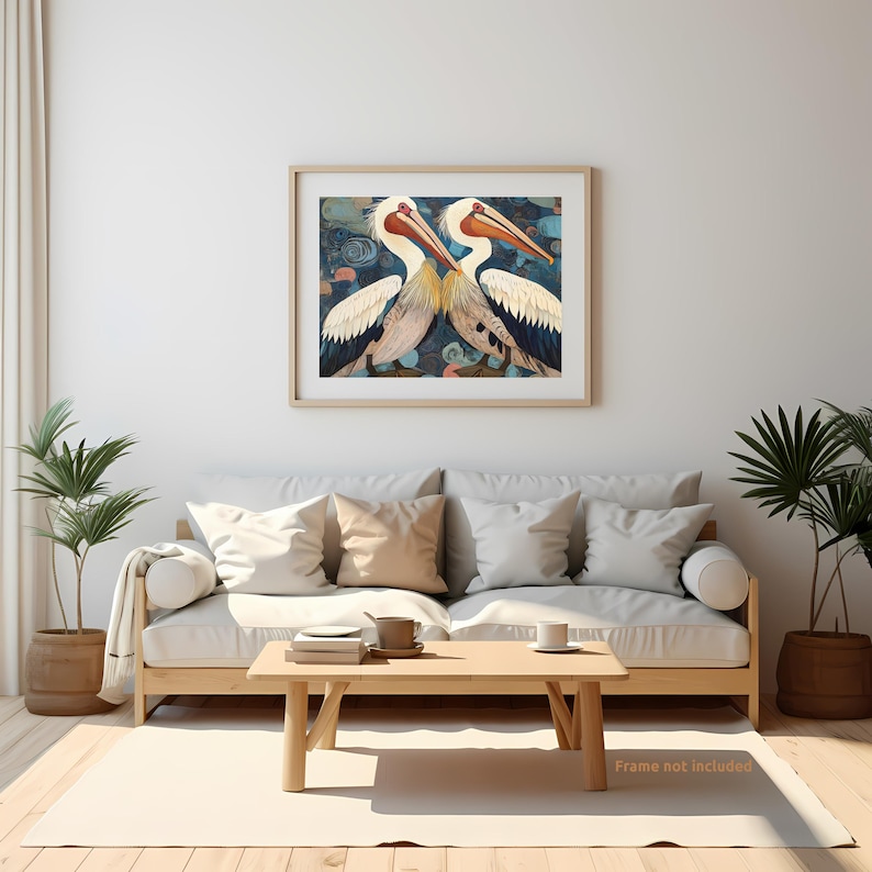 Folk Art Pelican Wall Print, Coastal Bird Painting, Nautical Decor for ...