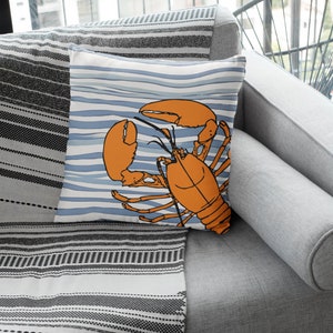 Classic Lobster Pillow - Lobster Print Throw Pillow with a Playful Twist - Fun Lobster Design