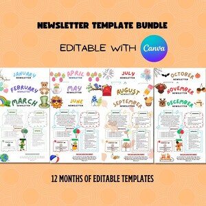 Newsletter Template, Editable Newsletter, Monthly Newsletter, School Newsletter, Classroom Newsletter