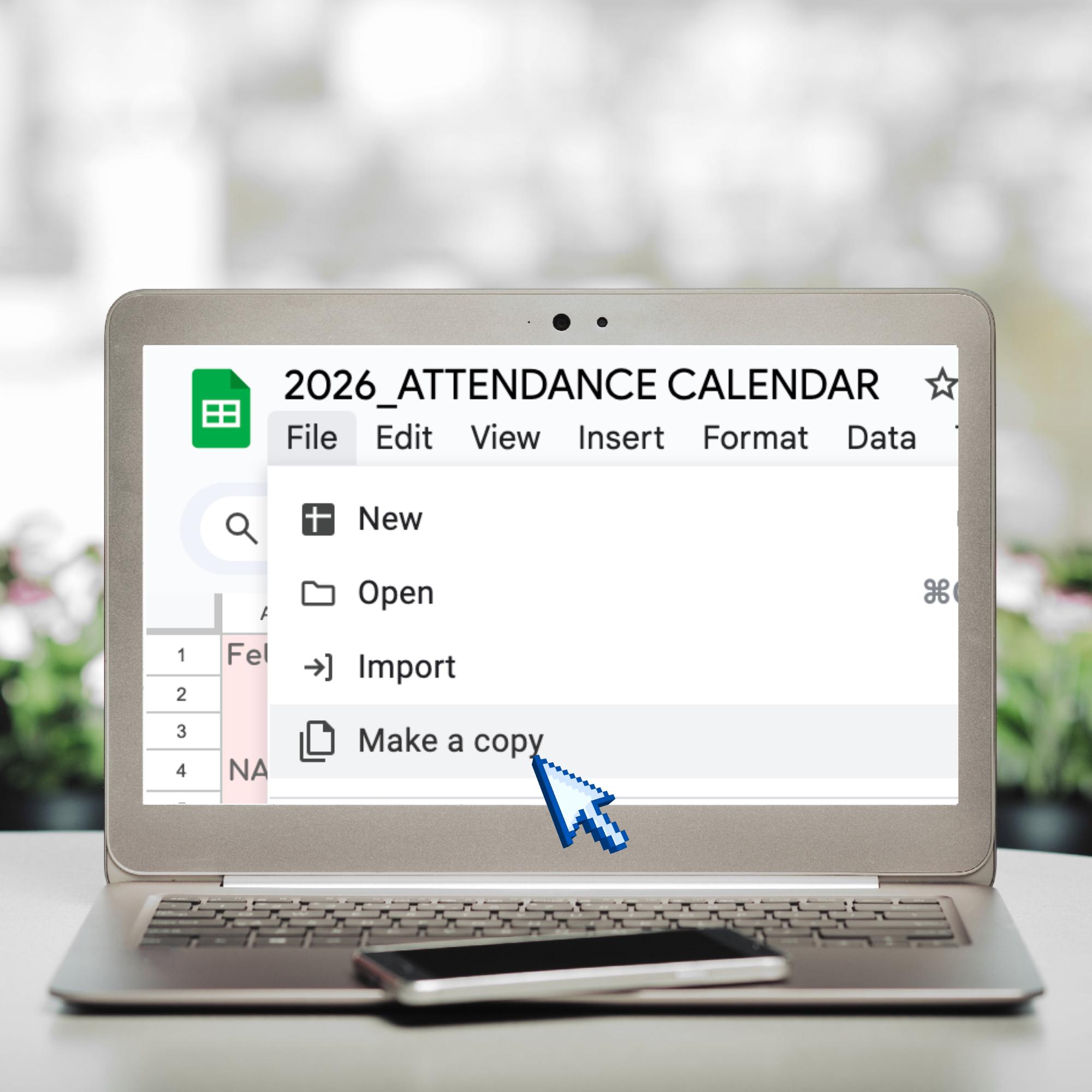 2026 Attendance Tracker Template | Google Sheet Attendance Record ...