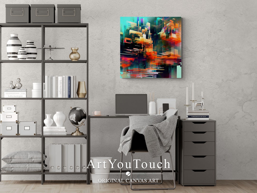 Abstract Digital Scape Digital 3D Scape Art Wall Art Canvas Print | Geometric Abstract Art ...