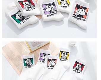 Mickey Sock 5er-Packungen, Mickey inspirierte Socken, bunte Disney-Socken, Retro Disney-Sockensatz