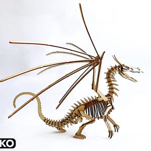 レーザーカット用のドラゴンの骨格 .dxf デジタル ファイル テンプレート。