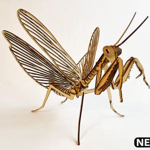Digitale dxf-bestandssjabloon Praying Mantis voor lasersnijden.