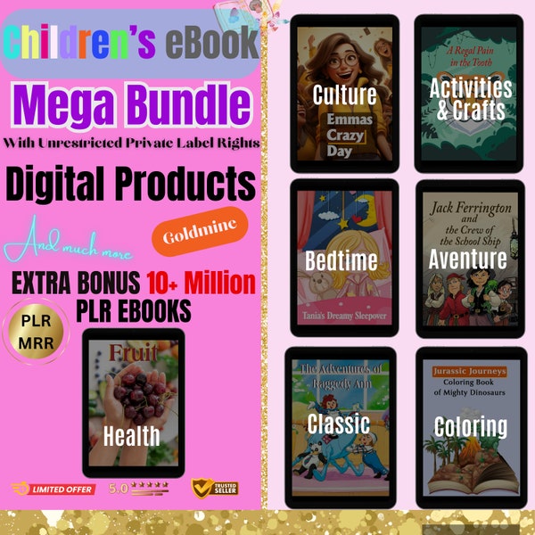 Ebook pour enfants, livres à colorier, ressources pédagogiques d'activités, histoires captivantes pour les enfants, produit numérique, + bonus avec droits de revente