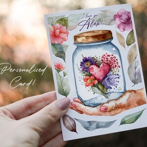 "Personalisierte ""Ich liebe dich"" Karte | Valentinstag | Aquarell Illustration | Digitaler Download | Geschenk & Feier Grußkarten