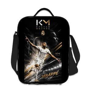 Bolsa térmica para el almuerzo con correa para el hombro, diseño inspirado en Mbappé.