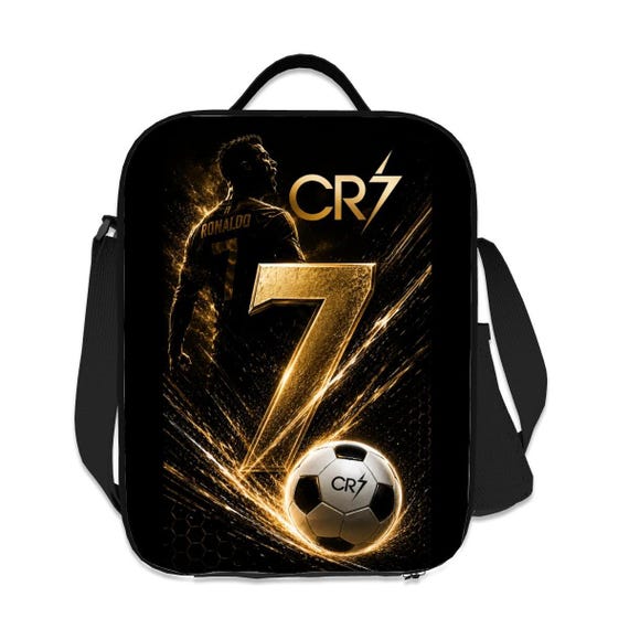 Insulated lunch bag with shoulder strap, Ronaldo print, work or school