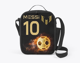 Messi Soccer Ball Lunch Bag, Insulated Tote, Kids Sports Fan Carrier