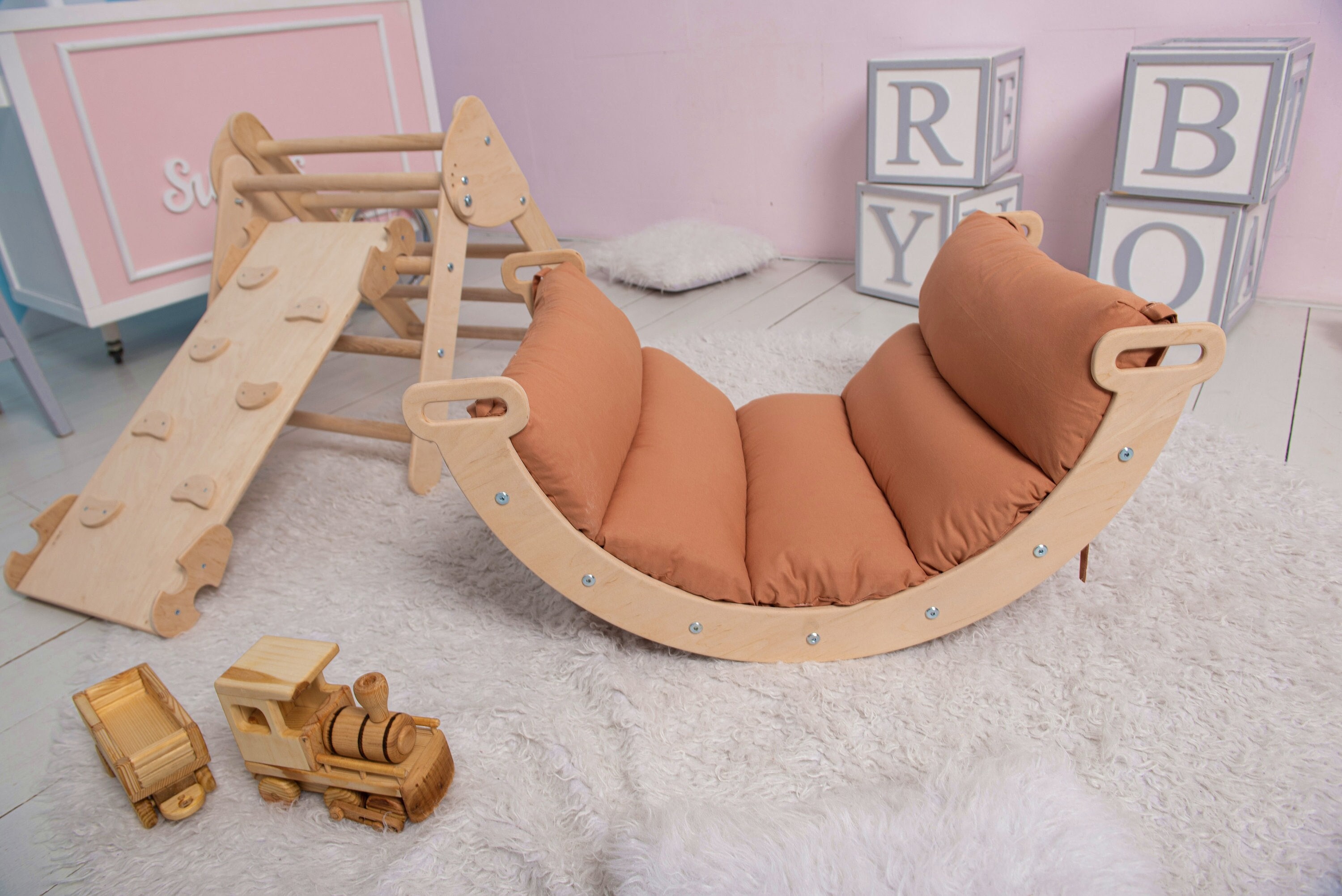 Best climbing triangle, Gift for kid, Montessori climber, Toddler Arch rocker, Kletterdreieck, Toddler climbing gym, arch pillow cushion