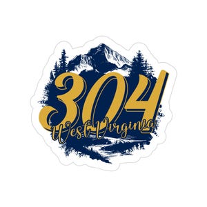 304 West Virginia 5-Inch Vinyl Decal, Outdoor Stickers, Laptop Decal, Skateboard, Car Decal, Water Bottle Sticker image 1
