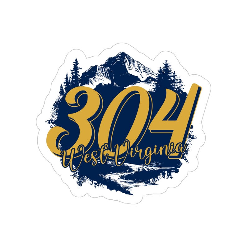 304 West Virginia 5-Inch Vinyl Decal, Outdoor Stickers, Laptop Decal, Skateboard, Car Decal, Water Bottle Sticker image 1